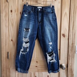 Vervet Hart Mom Distressed Jeans By Flying Monkey Raw Hem Destroyed